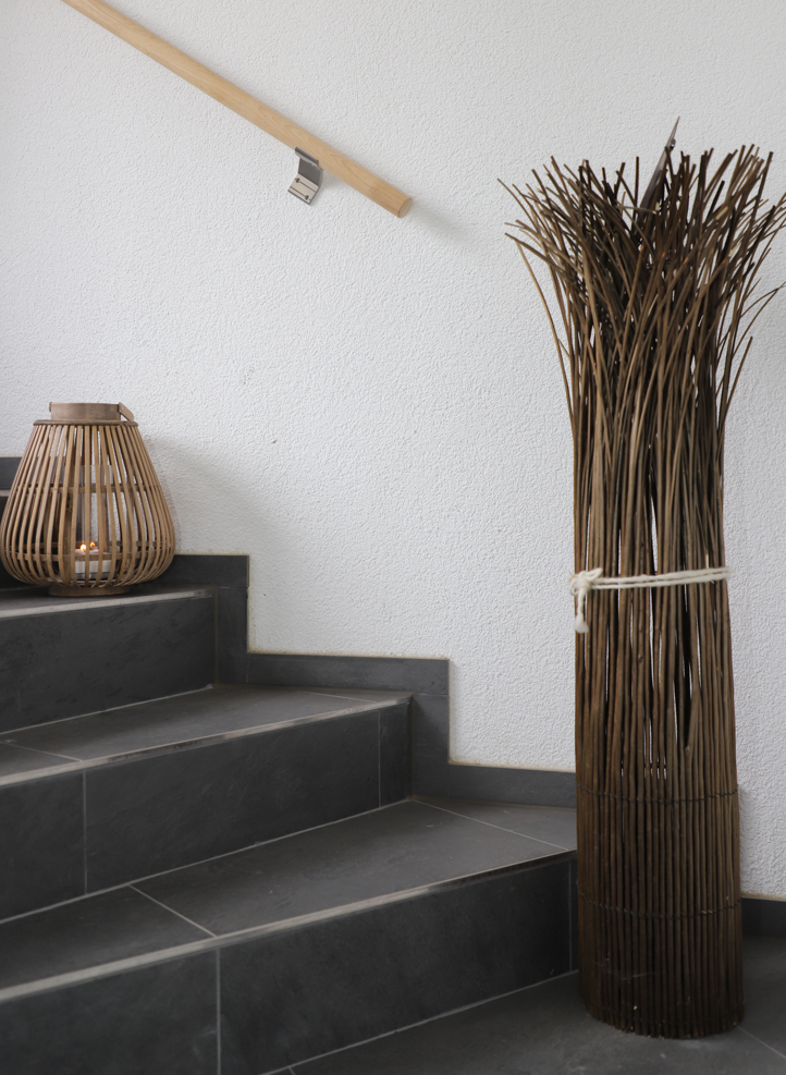 Jeu de mains courantes en bois avec supports en aluminium, Ø 40 mm